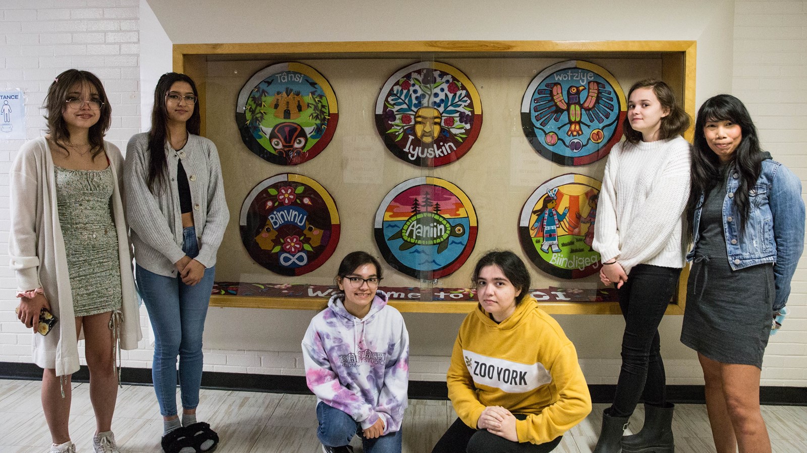 The Welcome Sign, in six Indigenous Languages, offers greetings to all who enter DMCI.